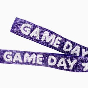 Purple and White Game Day Bag Strap, Detachable Purse Strap, Beaded Bag Strap, Game Day Bag, Beaded Straps, Football Purse Strap