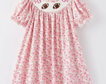 Fußballkleid, gesticktes Mädchenkleid, Spieltagkleid, rosa Fußballkleid