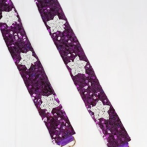 Purple Star Sequin Crossbody Strap, Beaded Bag Strap, Game Day, Beaded Straps, Football Purse Strap, Sequin Game Day Strap
