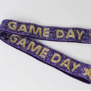 Purple and Gold Game Day Bag Strap, Detachable Purse Strap, Beaded Bag Strap, Game Day Bag, Beaded Straps, Football Purse Strap