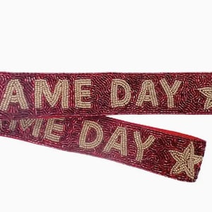 Maroon and Gold Game Day Bag Strap, Detachable Purse Strap, Beaded Bag Strap, Game Day Bag, Beaded Straps, Football Purse Strap