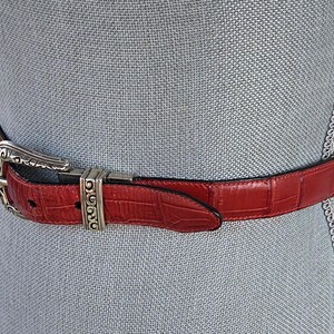Brighton Reversible Red Black Leather Belt Silver Buckle Capsule Wardrobe Classic image 5