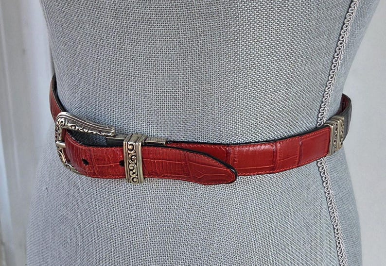 Brighton Reversible Red Black Leather Belt Silver Buckle Capsule Wardrobe Classic image 5