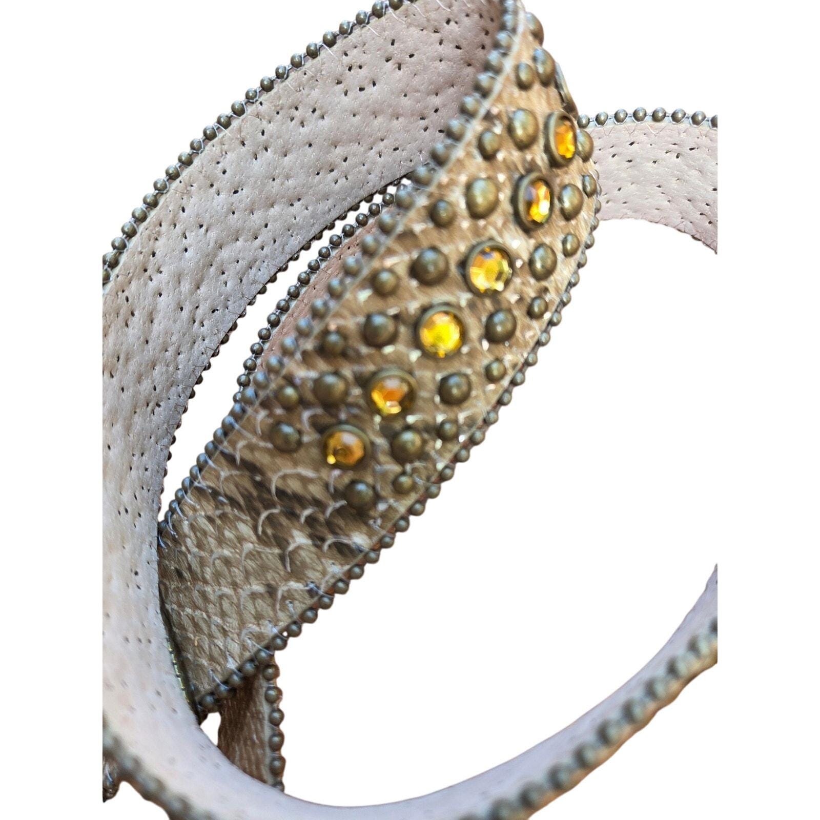 Chico\'s Belt Statement Studded Plastic Rhinestone Faux Snakeskin Silver 37.5 In. Chico main image 4
