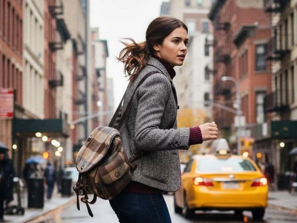 DKNY Womens Backpack Brown Woven Leather Vintage 1990s Casual DKNY Womens Backpack Brown Woven Leather Vintage 1990s Casual main image 2