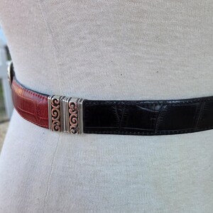 Brighton Reversible Red Black Leather Belt Silver Buckle Capsule Wardrobe Classic image 6