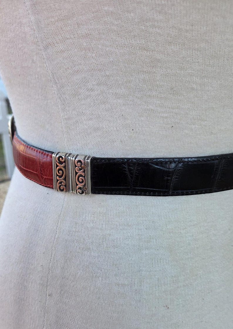 Brighton Reversible Red Black Leather Belt Silver Buckle Capsule Wardrobe Classic image 6