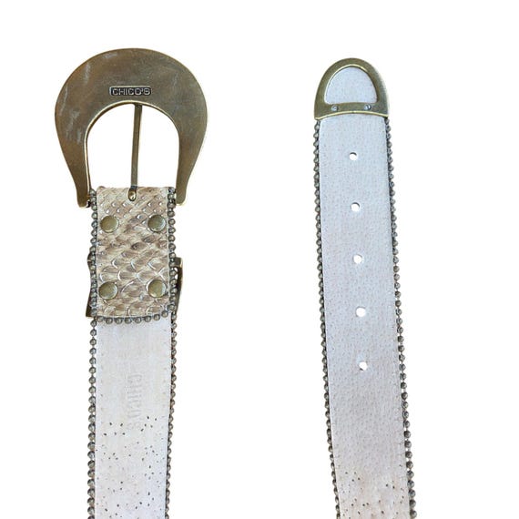 Chico snakeskin leather belt Chicos Brown Snakeskin Genuine Leather Fashion Buckle Belt M  main image 3