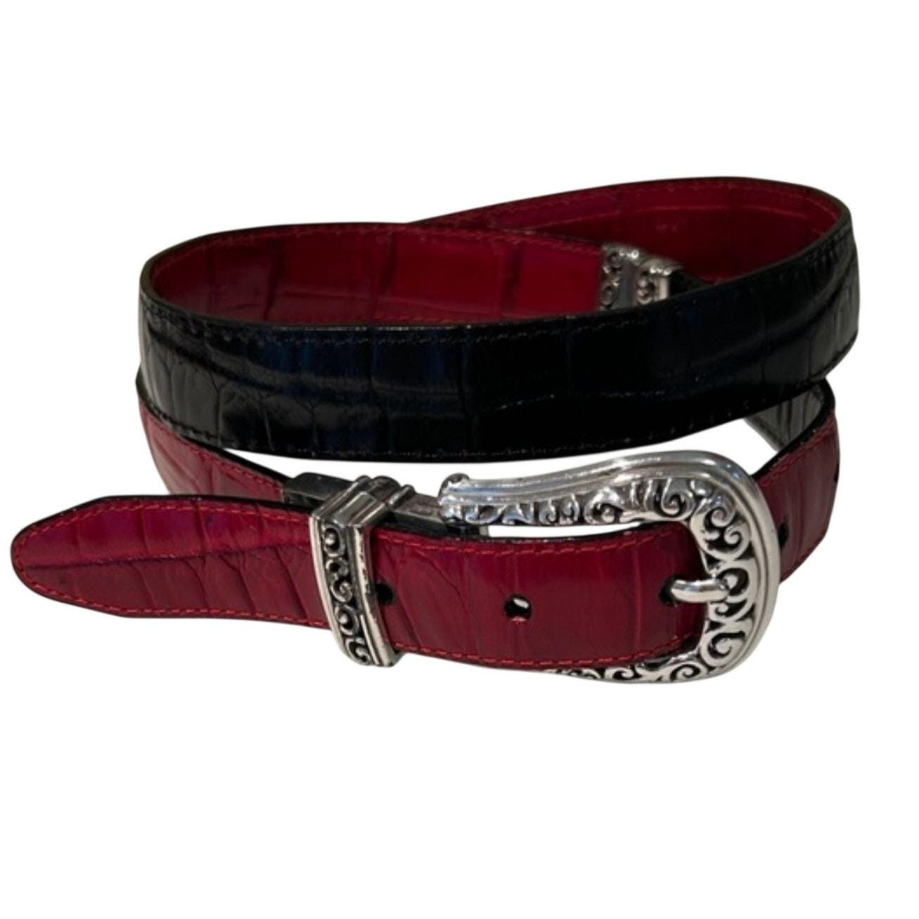 Vintage Brighton Reversible Black and Red Leather Croc-Embossed Belt.#43101 Brighton Black Red Reversible Crocodile | Mercari main image 4
