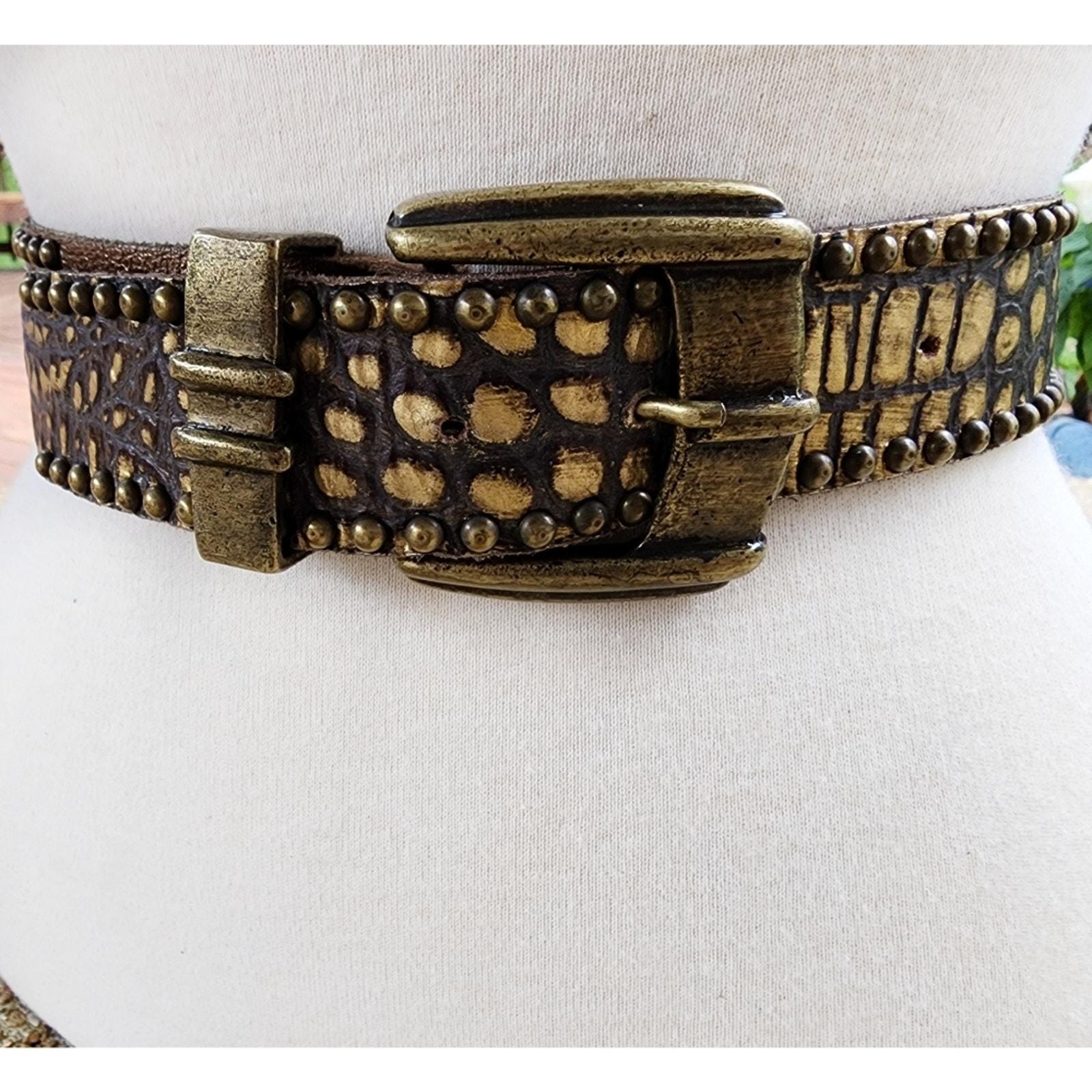 Vintage Leatherock  Reptile Embossed Leather Studded Belt Women\'s M 34 LEATHEROCK 34 Size Belts for Women for sale | eBay main image 2