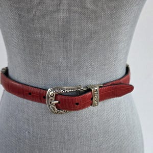 Brighton Reversible Red Black Leather Belt Silver Buckle Capsule Wardrobe Classic image 4