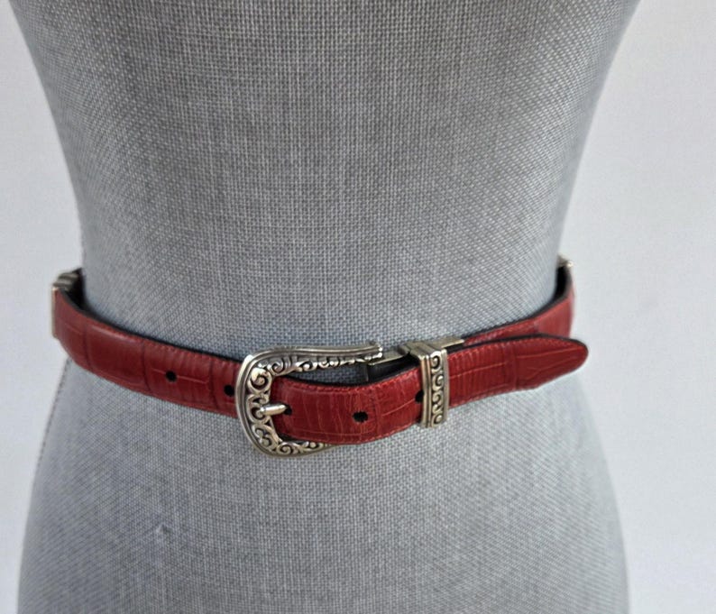 Brighton Reversible Red Black Leather Belt Silver Buckle Capsule Wardrobe Classic image 4