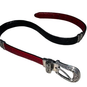 Brighton Reversible Red Black Leather Belt Silver Buckle Capsule Wardrobe Classic image 2