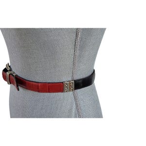 Brighton Reversible Red Black Leather Belt Silver Buckle Capsule Wardrobe Classic image 3