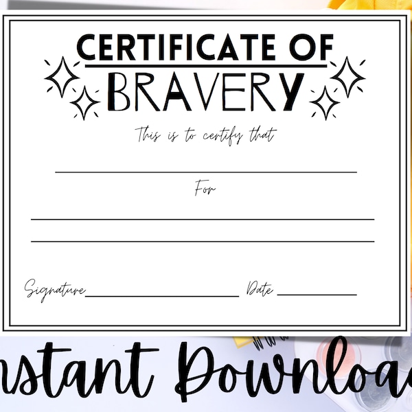 Certificate of Bravery for children