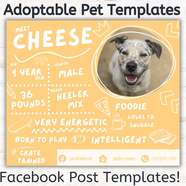 Shelter Dog Adoption Templates, Rescue Dog Social Media Templates