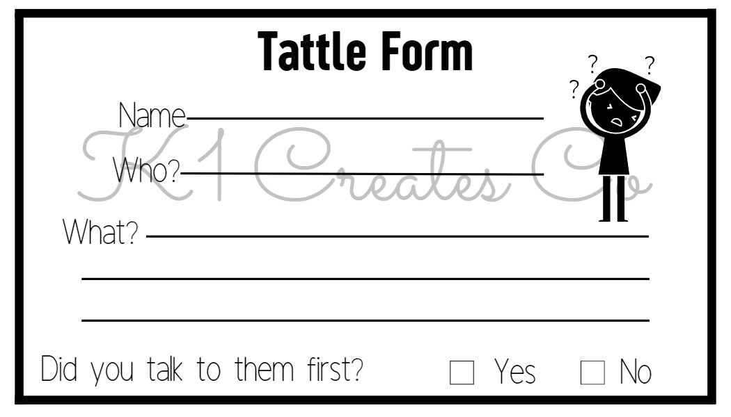 Tattle Form For Teachers Printable Two Sizes Teaching Tools Etsy