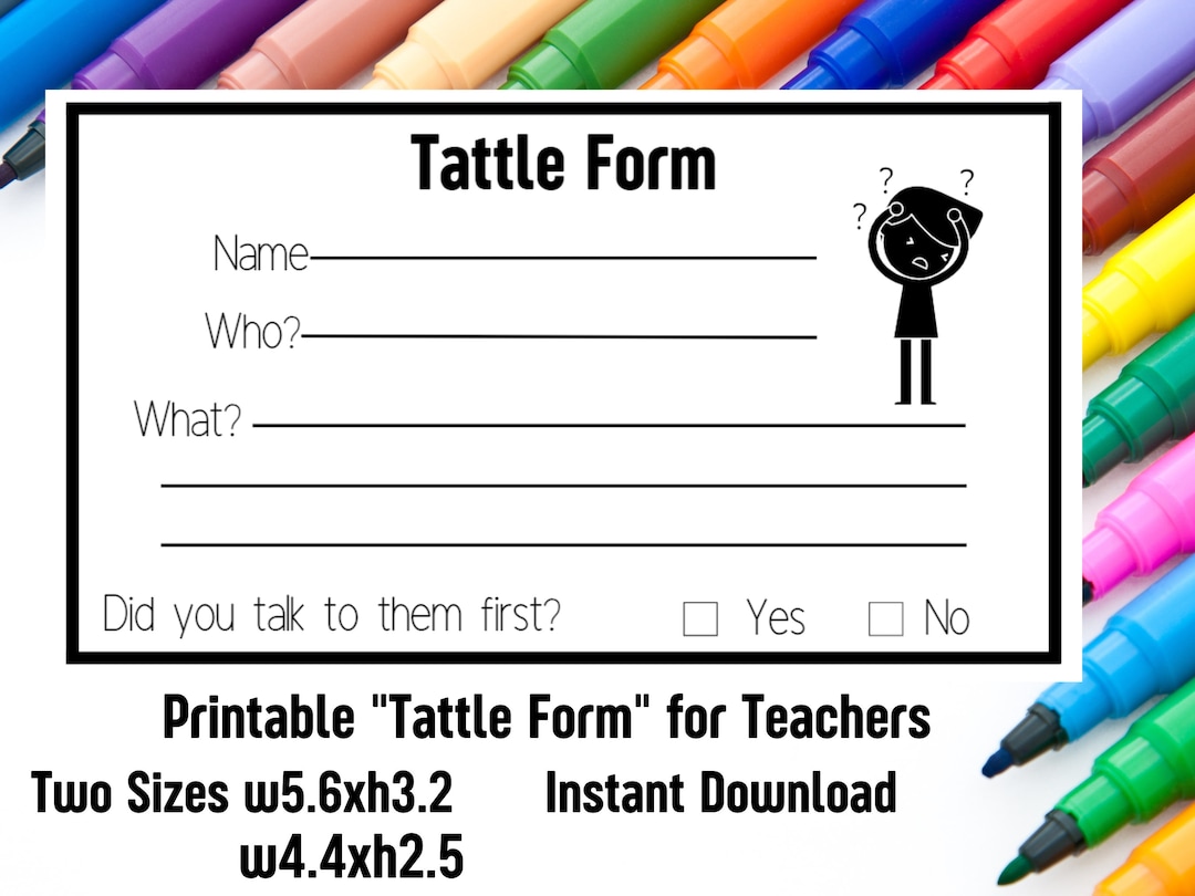 Tattle Form for Teachers Printable Two Sizes Teaching Tools Etsy