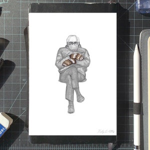 Bernies Mittens | 5x7 illustratie kunst print