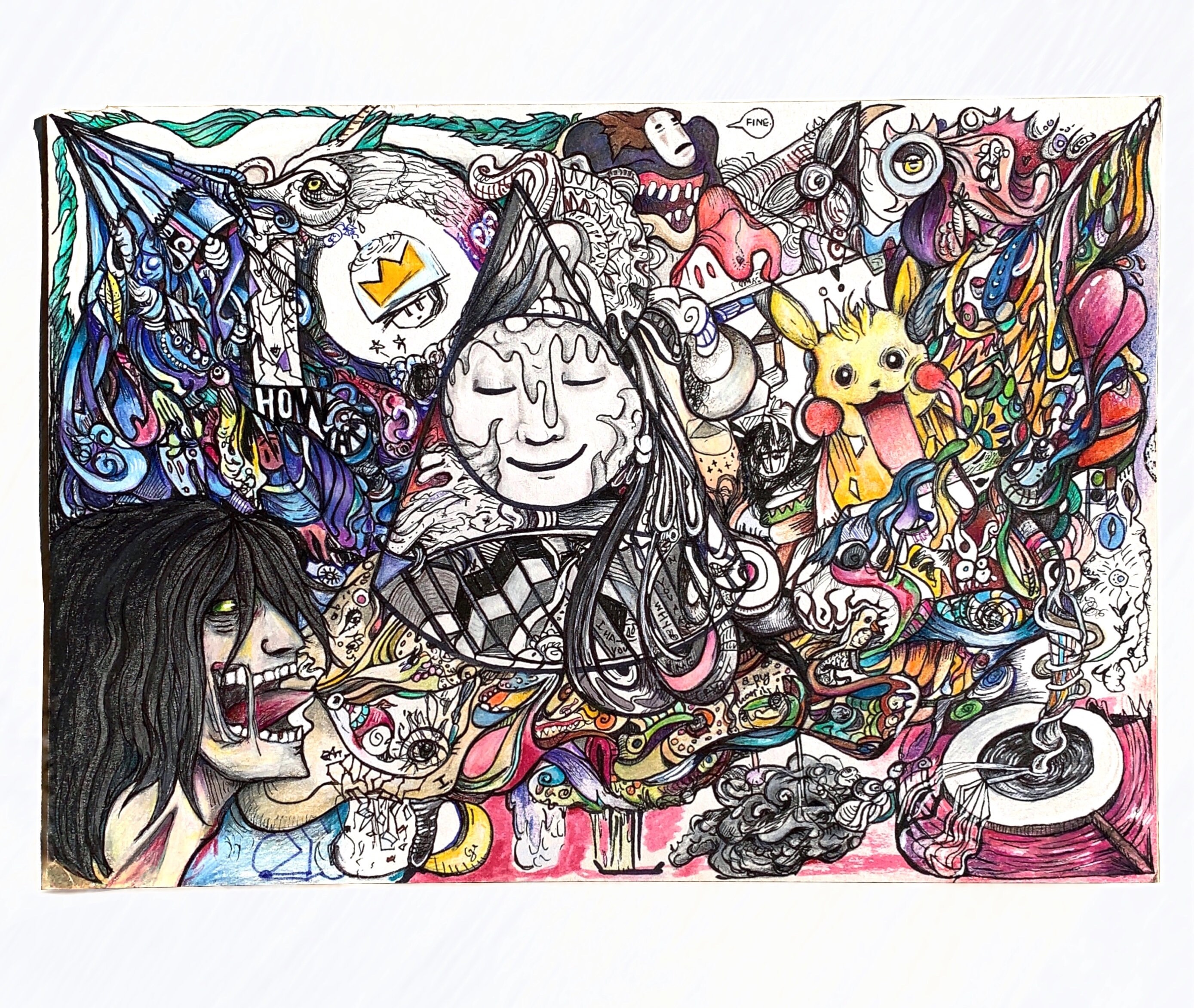 Conehead Drawing 1 / original dibujo por Kelly Lee Etsy