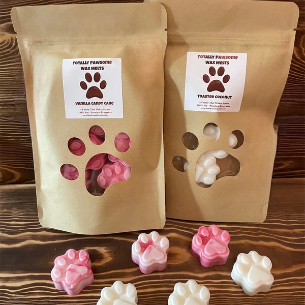 Dog Paw Wax Melts -Strong Scent- Long Lasting - Eco-Friendly - Hand-Poured - Large Melts - Wax Tarts - Soy