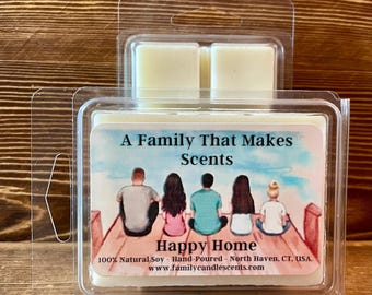 Happy Home Wax Melts - 100% soja natural - Ecológico - Feito à mão - Tortas de cera perfumadas - Da nossa família para a sua.