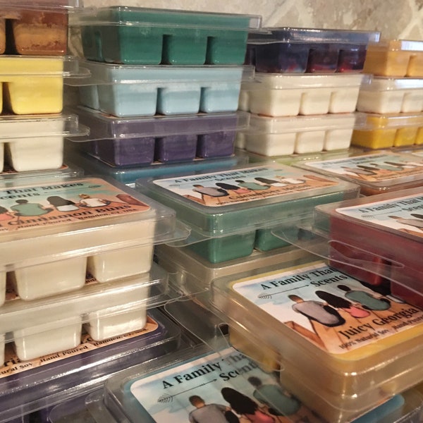 Extra Scented Wax Melts in 3 oz Clamshell, Extreme Extra Strong Scented Soy Wax Melts, Winter & Fall Fragrances.