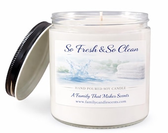 So Fresh & So Clean, met de hand gegoten kaars met natuurlijke sojawas - 100% natuurlijke soja - schone verbranding - ondersteunt Amerikaanse boeren