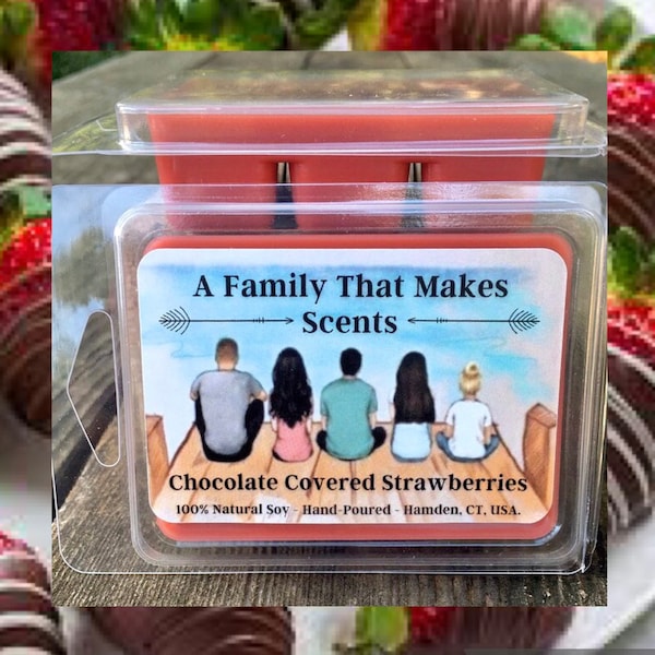 Chocolate Covered Strawberries Wax Melts- Highly Scented- 100 % Natural Soy- Eco-Friendly- Hand-Poured - Scented Wax Tarts - Soy Wax Melts