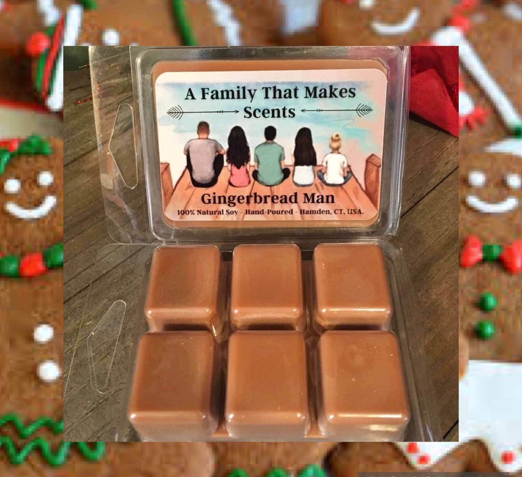 Gingerbread Man Wax Melts - Highly Scented - Long Lasting - Eco-Friendly - Hand-Poured - Scented Wax Tarts - Soy Wax Melts.