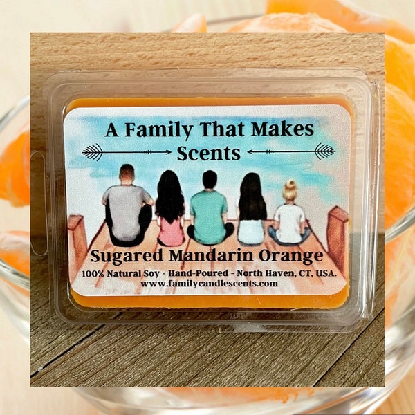 Sugared Mandarin Orange Wax Melts -100 % Natural Soy - Eco-Friendly - Hand-Poured - Scented Wax Tarts - Soy Wax Melts. Highly Scented.