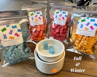 Gummy Bear Wax Melts - Fall - Winter - Pet Safe - Strong Scent- Long Lasting - Eco-Friendly - Hand-Poured - Large Gummy Melts - Soy.