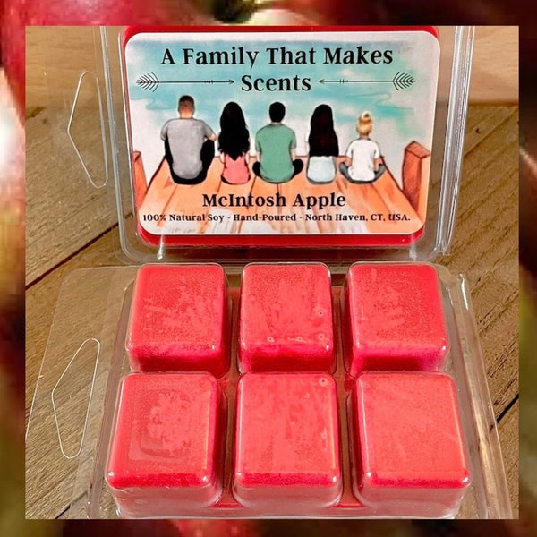 McIntosh Apple Wax Melts- Highly Scented- Long Lasting - 100 % Natural Soy - Eco-Friendly - Hand-Poured - Scented Wax Tarts - Soy Wax Melts.
