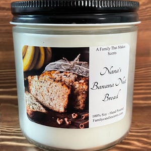 Banana Nut Bread Hand-Poured Natural Soy Wax Candle - 100% Natural Soy - Pet Friendly- Clean Burning - Supports American Farmers