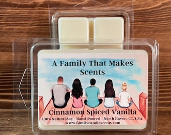 Cinnamon Spiced Vanilla Wax Melts - Highly Scented - 100 % Natural Soy - Eco-Friendly - Hand-Poured - Scented Wax Tarts - Soy Wax Melts.