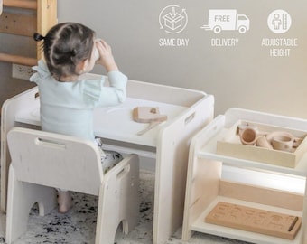 Montessori Toddler Desk Chair Set | Adjustable Wooden Weaning Table | Perfect Gift for Toddlers and Babies | Made in Canada | Eco-friendly