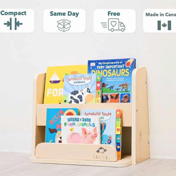 Montessori Bookshelf for Toddlers | Gift for 1 year old | Compact kids bookcase | Nursery Decor | Playroom organizer