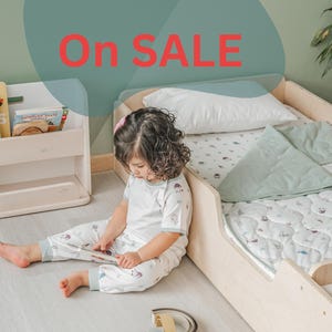 Twin Crib Montessori Floor Bed with Rails |  Kids Furniture  | Toddler Bed | Floor Bed Frame | Made in CAN | With Slats