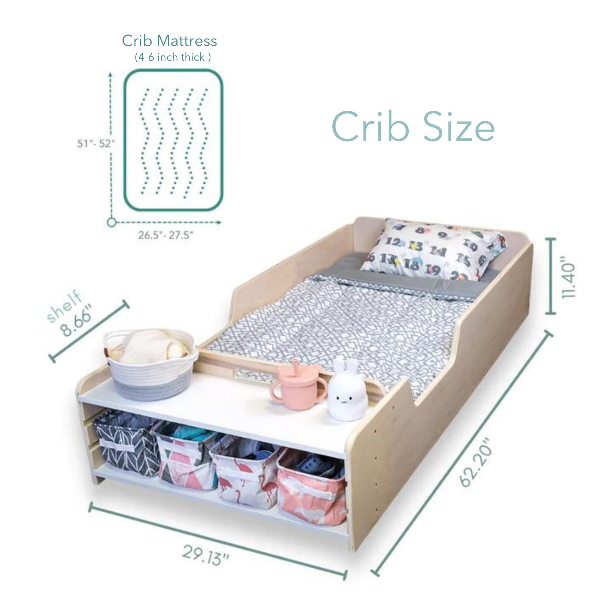 Crib mattress top bed frame