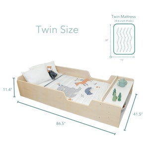 Montessori Floor Bed with Rails Kids Furniture Toddler Bed Floor bed Frame Made in CAN With Slats Twin Bed