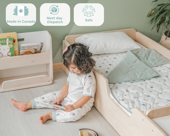 Buy Montessori Floor Bed With Rails Kids Furniture Toddler Bed Floor Bed Frame Made in CAN With Slats Online in India Etsy