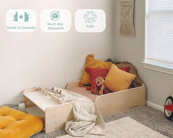 Montessori Floor Bed with Rails: Maple or Birch Plywood, Made in CAN
