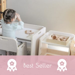 Montessori Table Chair Set for Toddlers  | Adjustable Height | Weaning | Flisat Table | Sensory Table | Gift for One-Year-Old