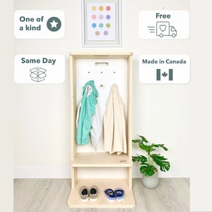 Montessori Coat Shoe Rack | Locker | Wardrobe | Cubby for Toddlers | Shelf Storage | Kids Coat Stand