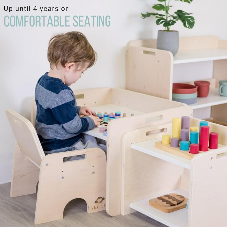 Montessori Desk Chair Set for Toddlers & Babies Weaning Table gift for one year old gift for toddler image 7