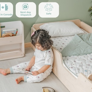 Montessori Floor Bed with Rails |  Kids Furniture  | Twin Bed | Crib Floor bed Frame | Made in CAN | With Slats