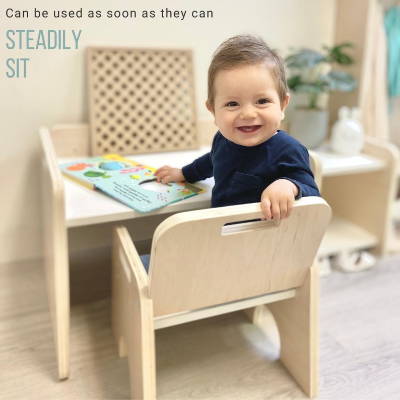 Montessori Desk Chair Set for Toddlers & Babies Weaning Table gift for one year old gift for toddler image 5