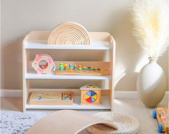 Montessori-Regal für Kleinkinder | Spielzeugregal | Versandfertig | Bücherregal | Bücherregal | Kinderzimmer-Dekor | Spielzeugaufbewahrung