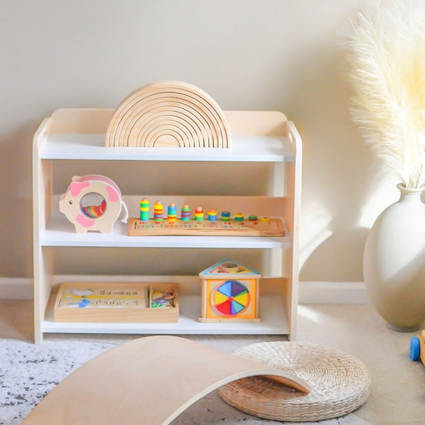 Montessori Regal für Kleinkinder | Spielzeug Regal | Versandfertig | Bücherregal | Bücherregal | Kinder Regal | Aufbewahrung von Sapiens Child