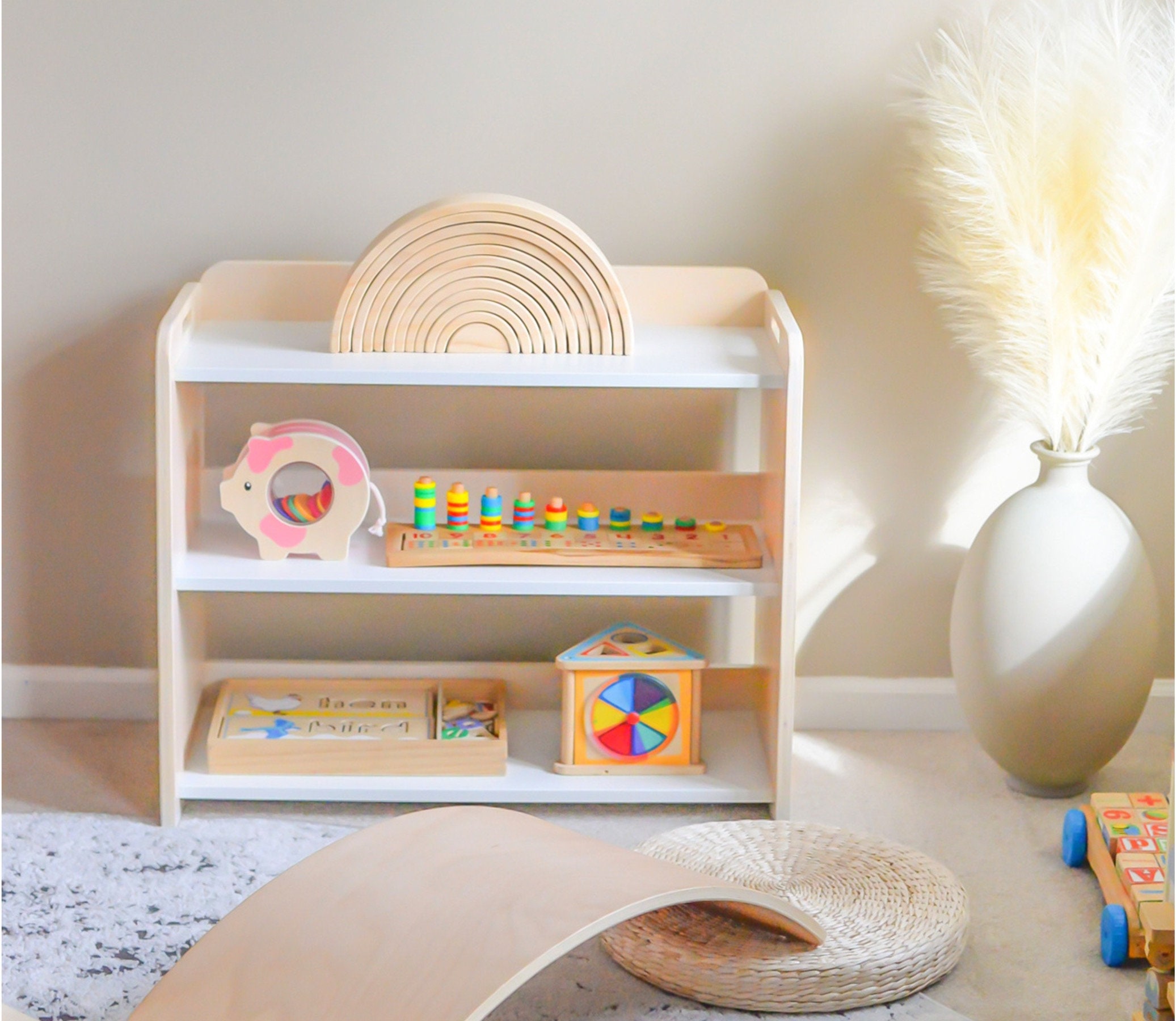 Kids Bedroom House Shaped Shelf or Wooden House Shelf, Nursery Shelf Book  Storage Montessori Shelf Kids Shelf Book Rack Toy Storage 